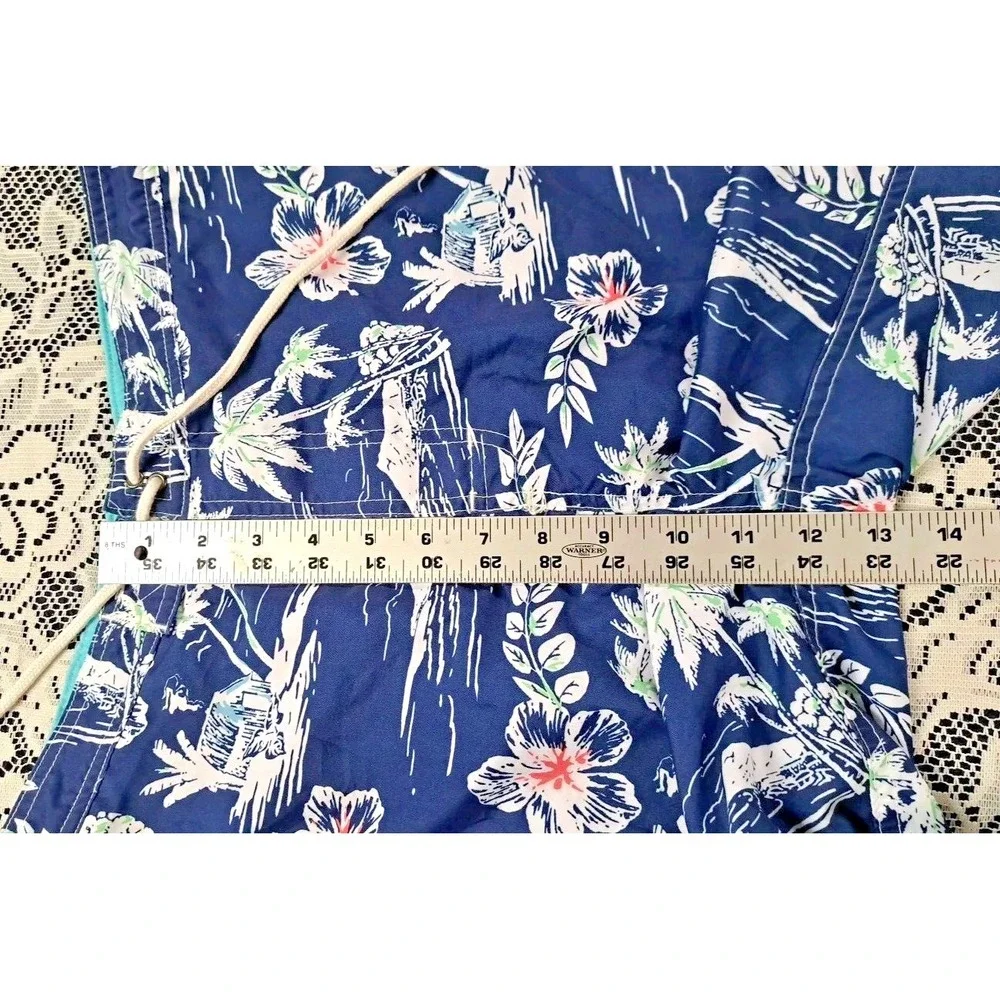 Chaps Men's Size M Geometric Print Board‎ Shorts Polyester Swim Trunks Hawaiian